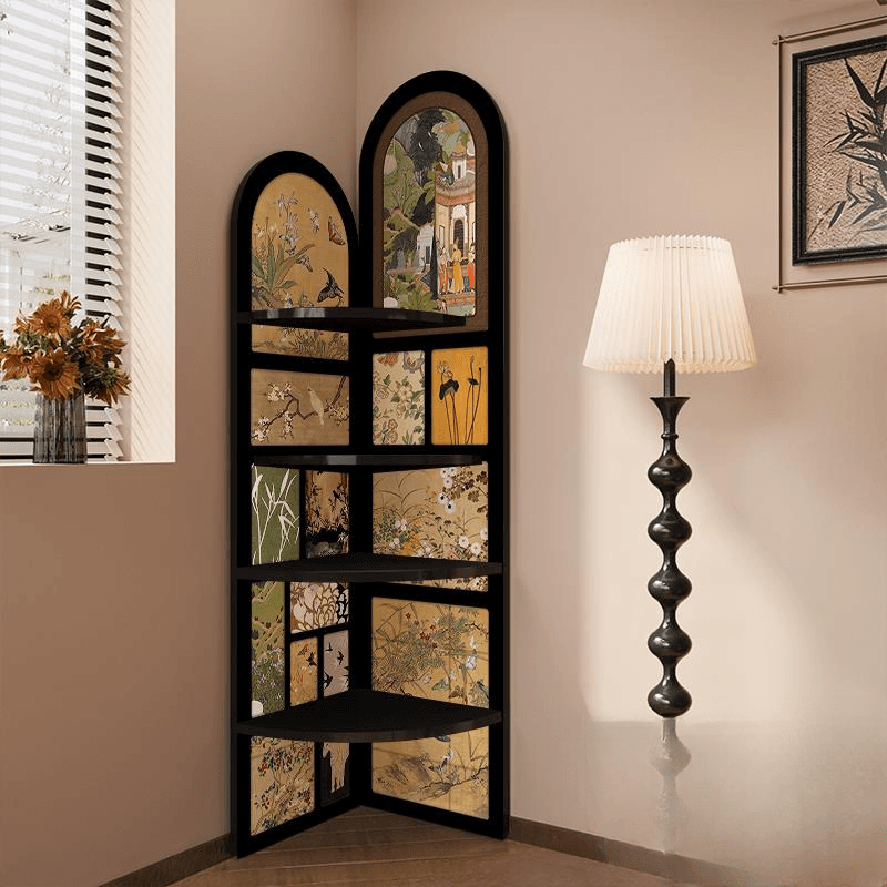Modern Simple Style Nook Decorative Cabinet with 4 Exterior Shelves, Matte Black Laminate Top - image 7