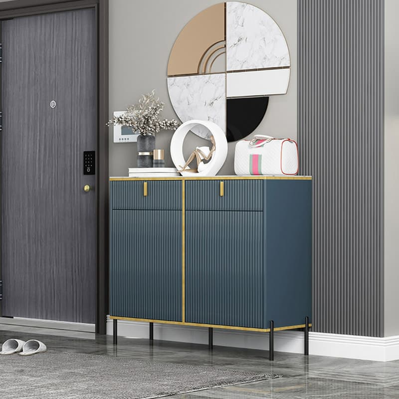 Free Standing Stone Wet-resistant Utility Storage Cabinet with 12 Interior Shelves & 3 Cabinets Living Room