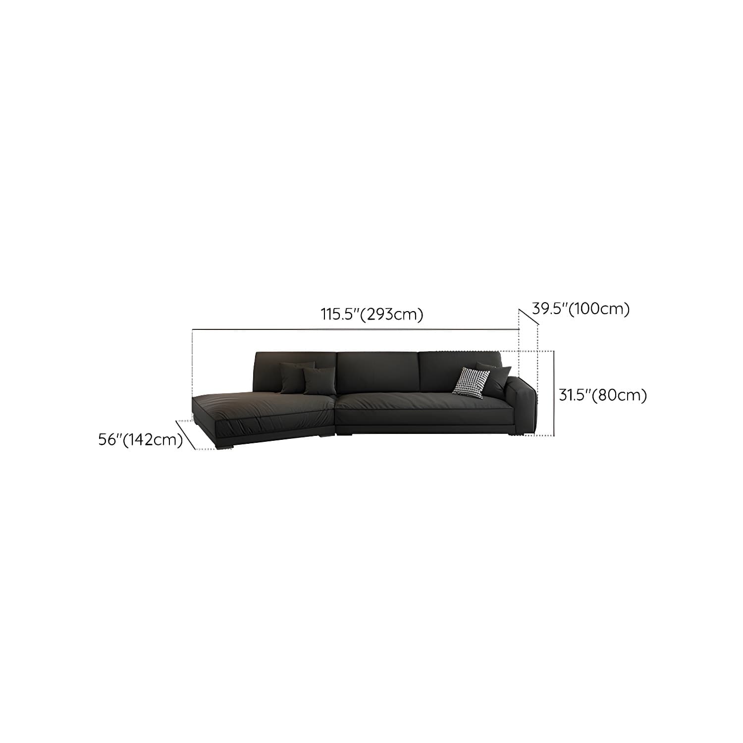 Modern Gray Polyester Blend Stationary Sectional Sofa with Square Arm and Cushion Back - image 15