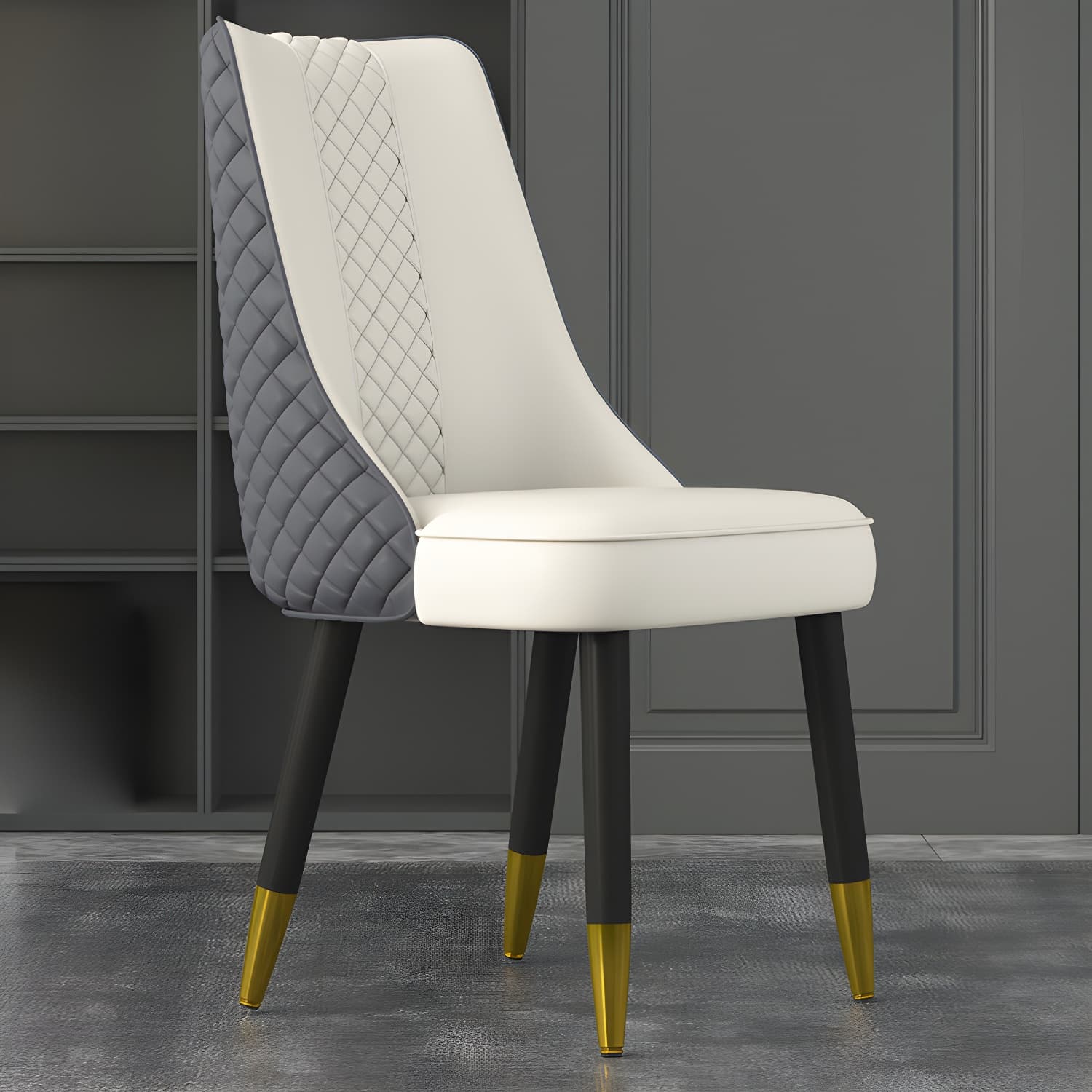 Industrial Style Dining Chairs Faux Leather Kitchen Chairs with Wood Legs - image 9