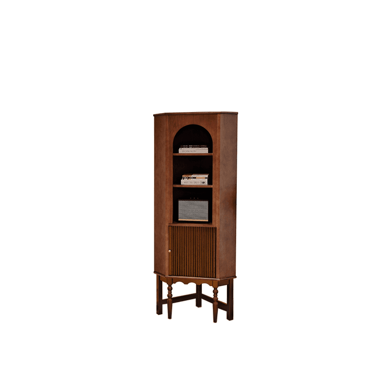Modern Simple Nook Detached Accent Cabinet with 1 Cabinet, 3 Exterior Shelves, Cabinet Knobs, and Midnight Black/Light Brown Top - image 3