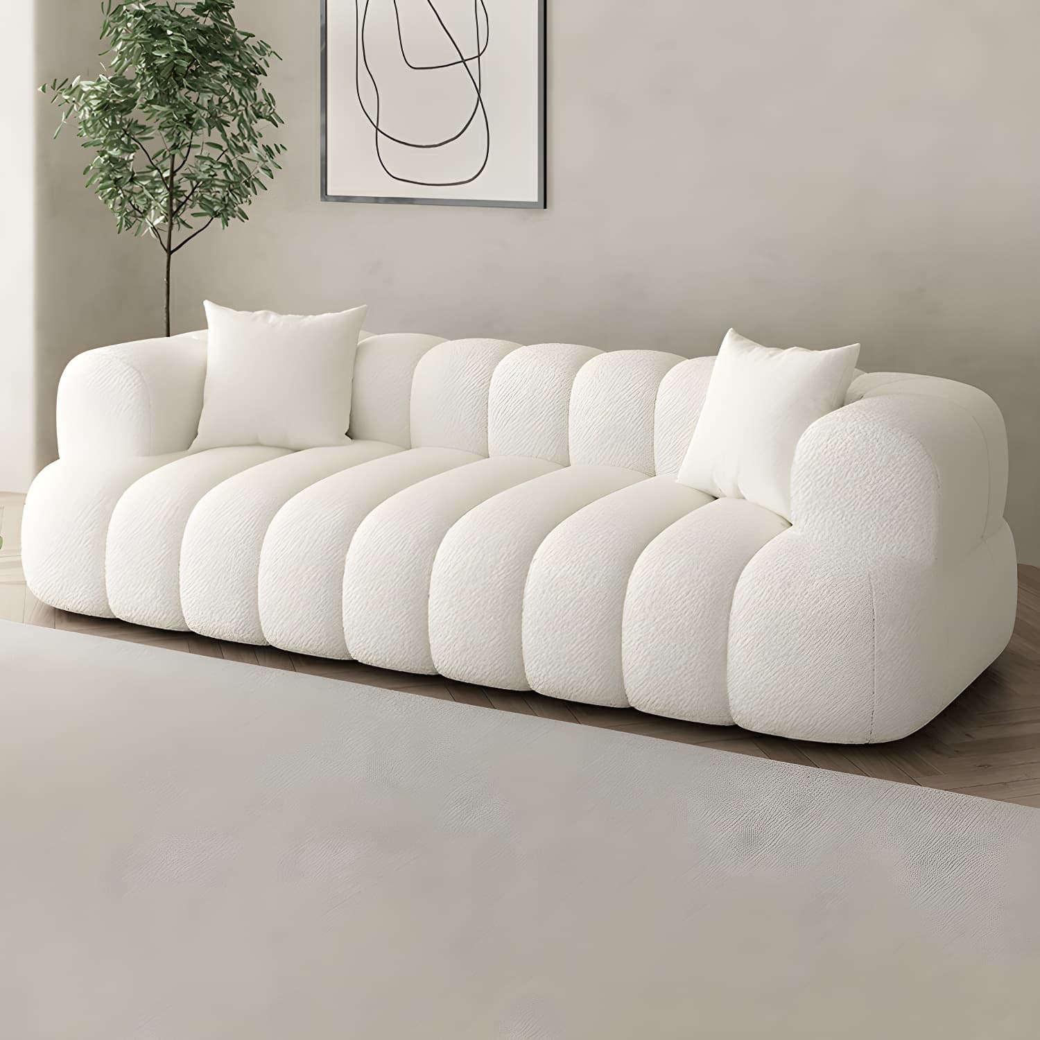 Modern Wood Frame Sofa with Tuxedo Arms and Solid Color Upholstery in Standard Size - image 12