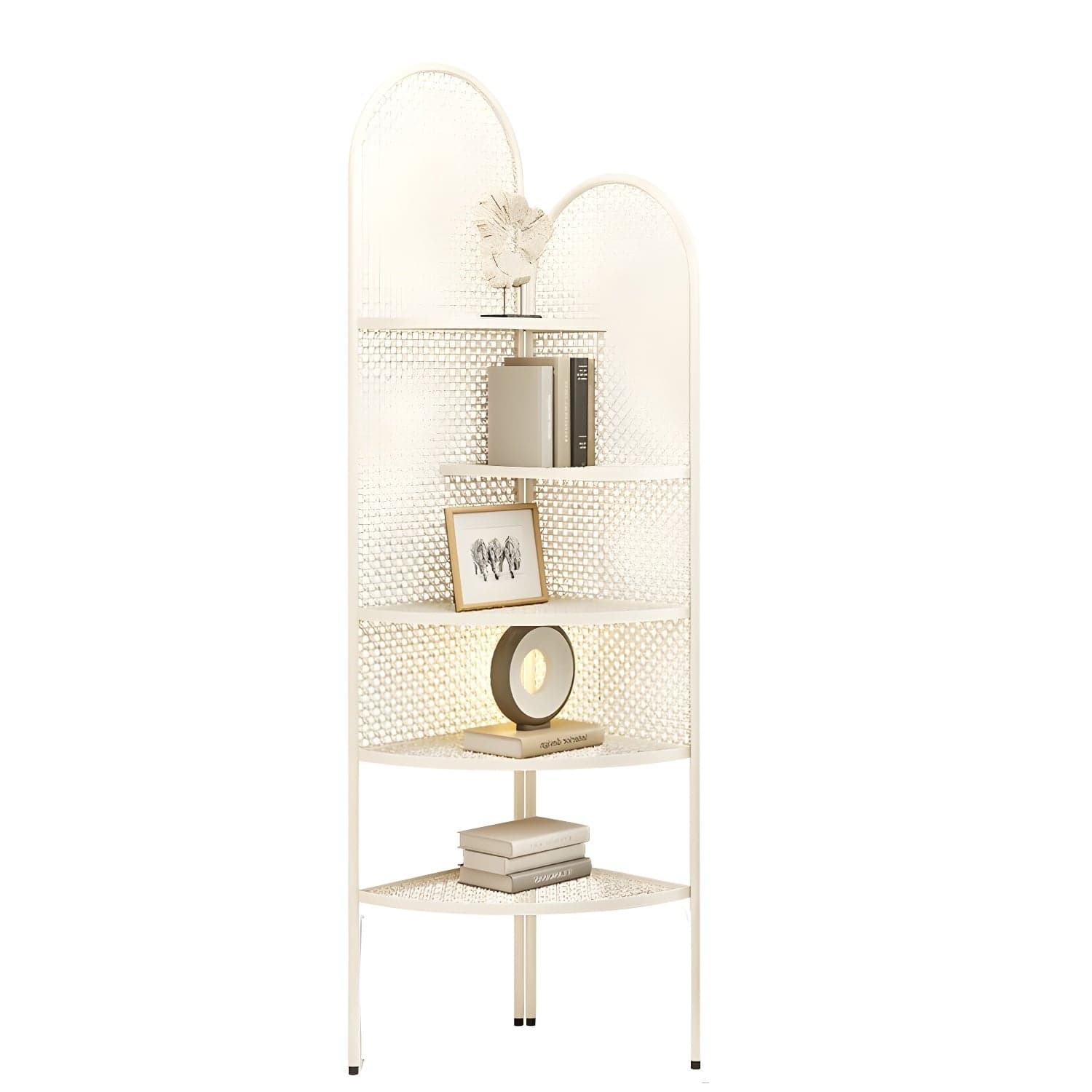 Corner Modern Accent Chest with Metal Countertop and Open Shelves, Water Resistant - image 5