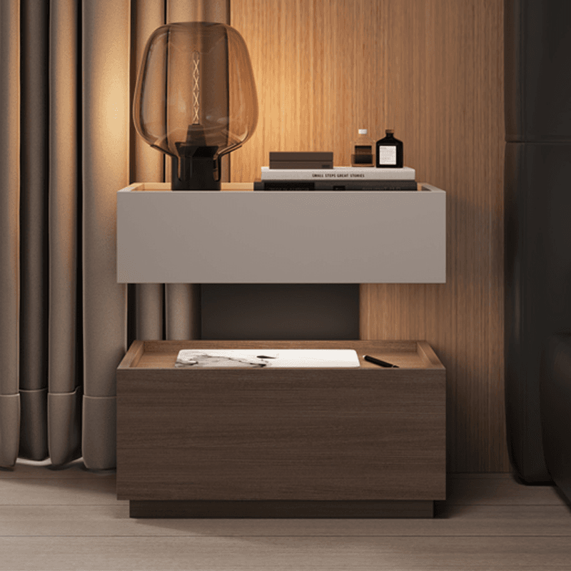 Organic Modern Nightstand With Drawer Organization with Glass Countertop and Illuminating Lighting - image 10