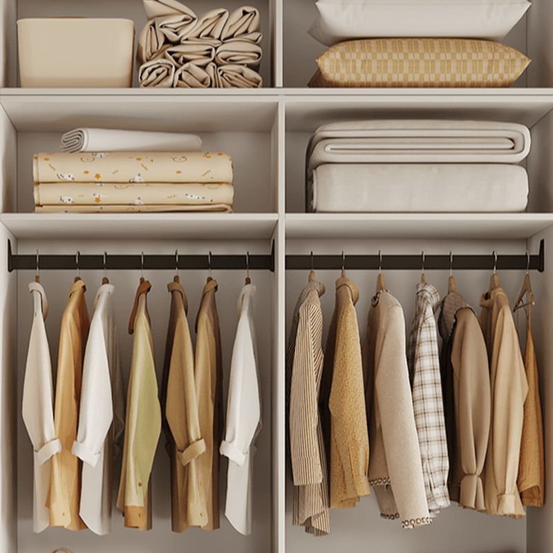 White Modish Manufactured Wood Armoire Cabinet with Soft Close Drawer, Soft Close Door, Interior Shelves, and Clothing Rod - image 5
