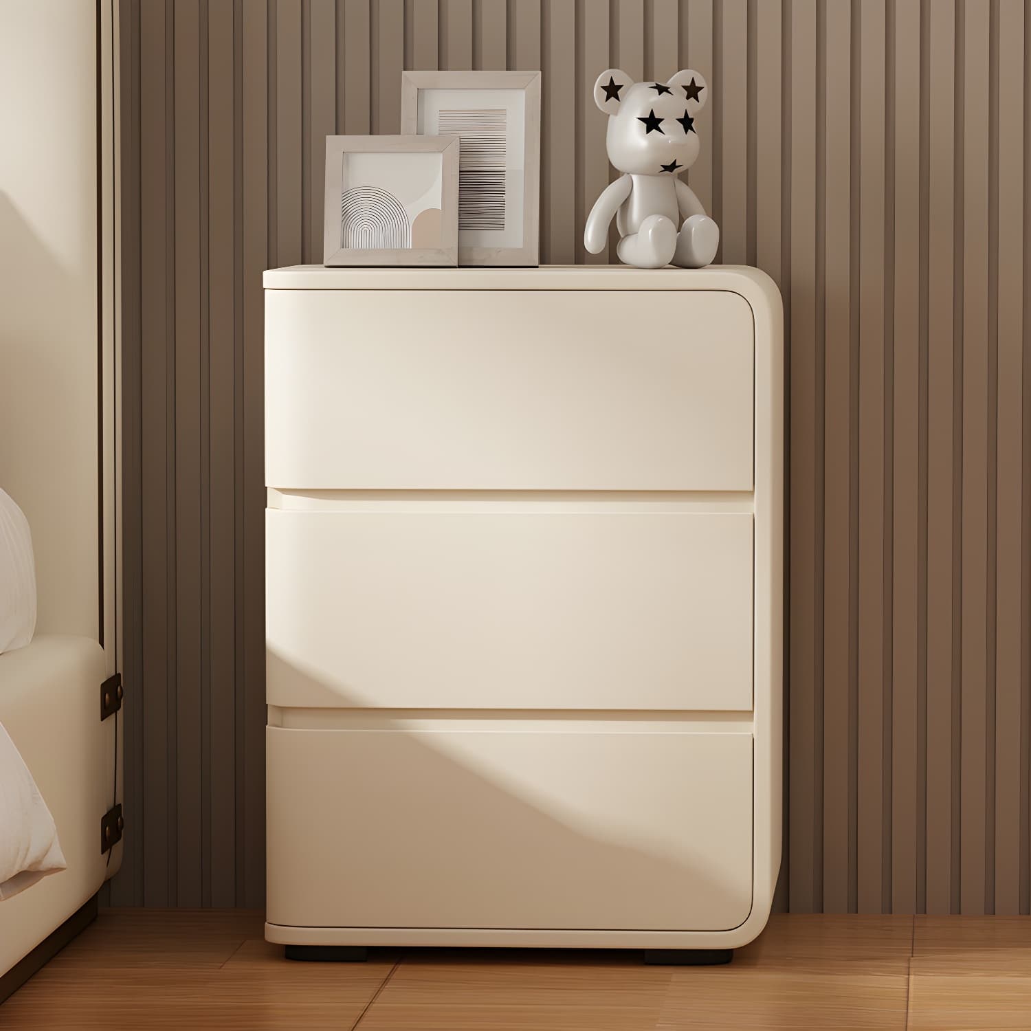 Modern Faux Leather Bachelor's Chest with 3 Drawers - Small Size Nightstand - image 11