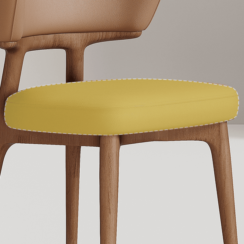 Contemporary Sturdy Side Chair with Uncovered Back, Polyurethane Upholstery, and Lumber Legs Outlined Frame - image 15