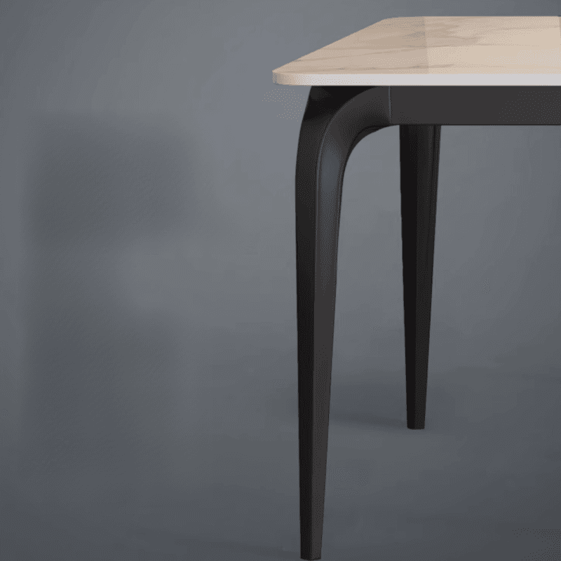 Minimalist Rectangular Dining Table with Slate Stone Top, Fixed Table, Storm Gray/White/Brown Colors - image 15