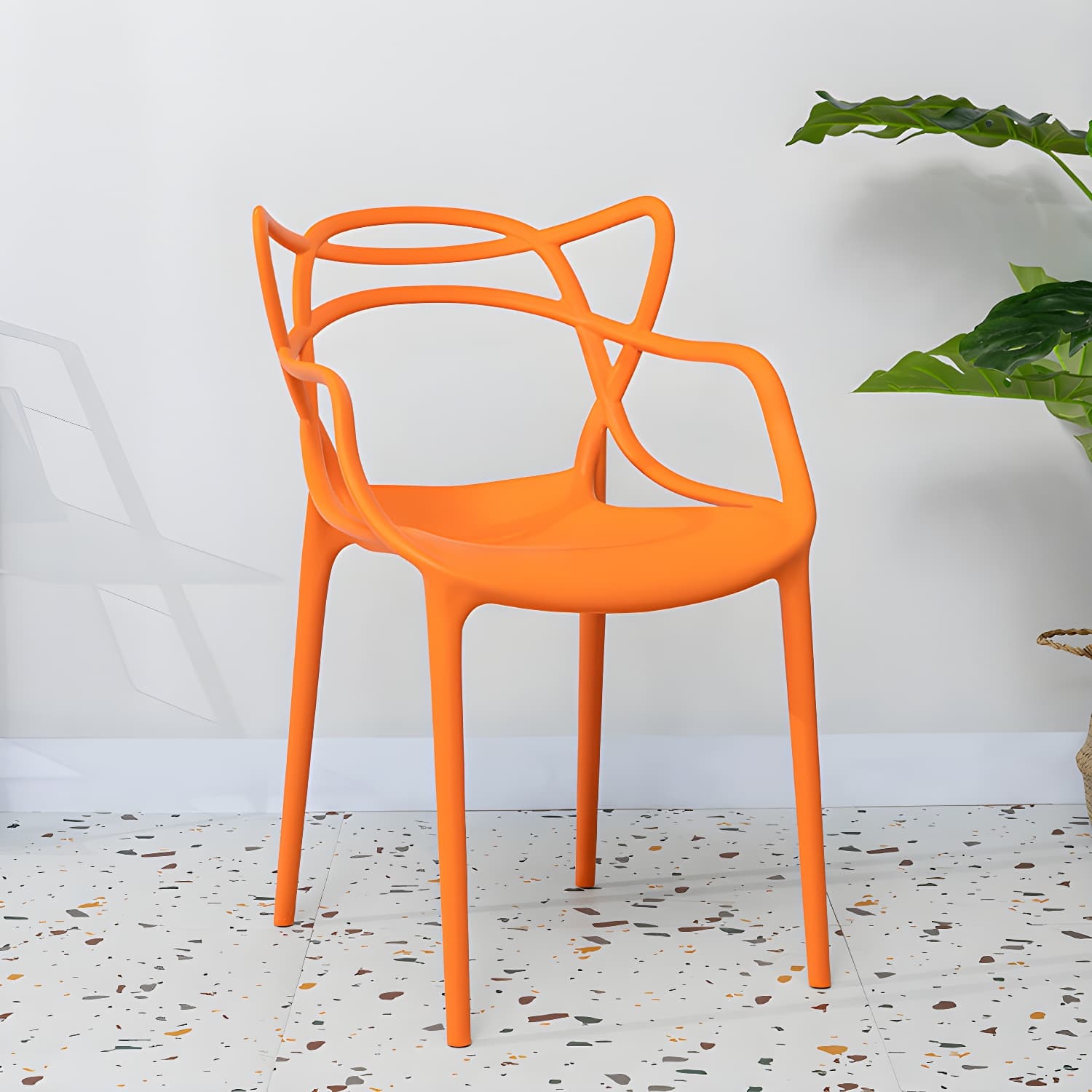 Open Back Dining Arm Chair Modern Indoor-Outdoor Plastic Chair - image 12