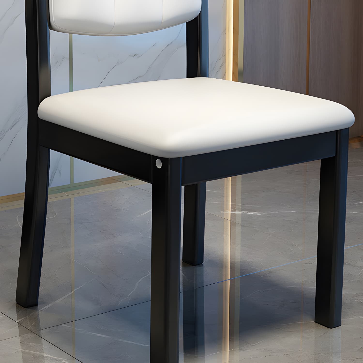 Matte Finish Leather Side Chair with Solid Wood Base for Home - image 14