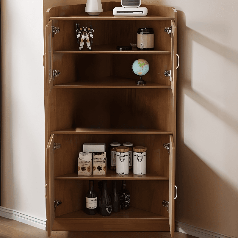 Independent Corner Utility Storage Cabinet in Cocoa/Gray/White with Grip Bars, 2 Exterior Shelves and 2 Cabinets/1 Cabinet in a Trendy Style, Glass-panel Door Included/Not Included - image 6