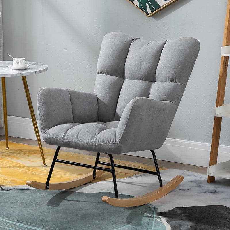 Modish Upholstered Cushioned Rocking Accent Chair 2 Piece Set with Footstool & Recessed Arm, Scratch-tolerant - image 6