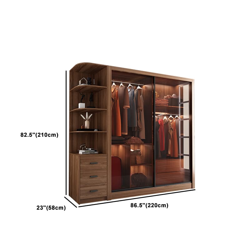 Simple Unfinished Color Wooden Wardrobe Armoire with Hanging Rod, Interior Shelves, Soft Close Drawer & Soft Close Door - image 21