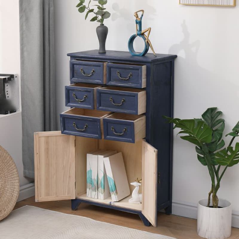 Coastal Style Storage Chest Solid Wood Countertop with Drawers and Doors - image 9
