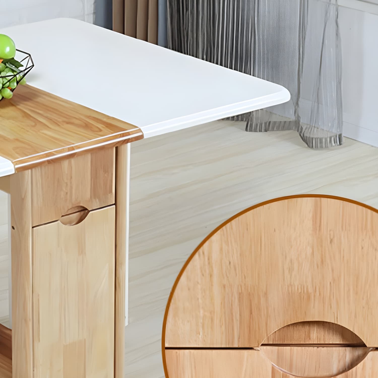Trendy Collapsible Solid Wood Dining Set Non-adjustable Standard Height - image 15