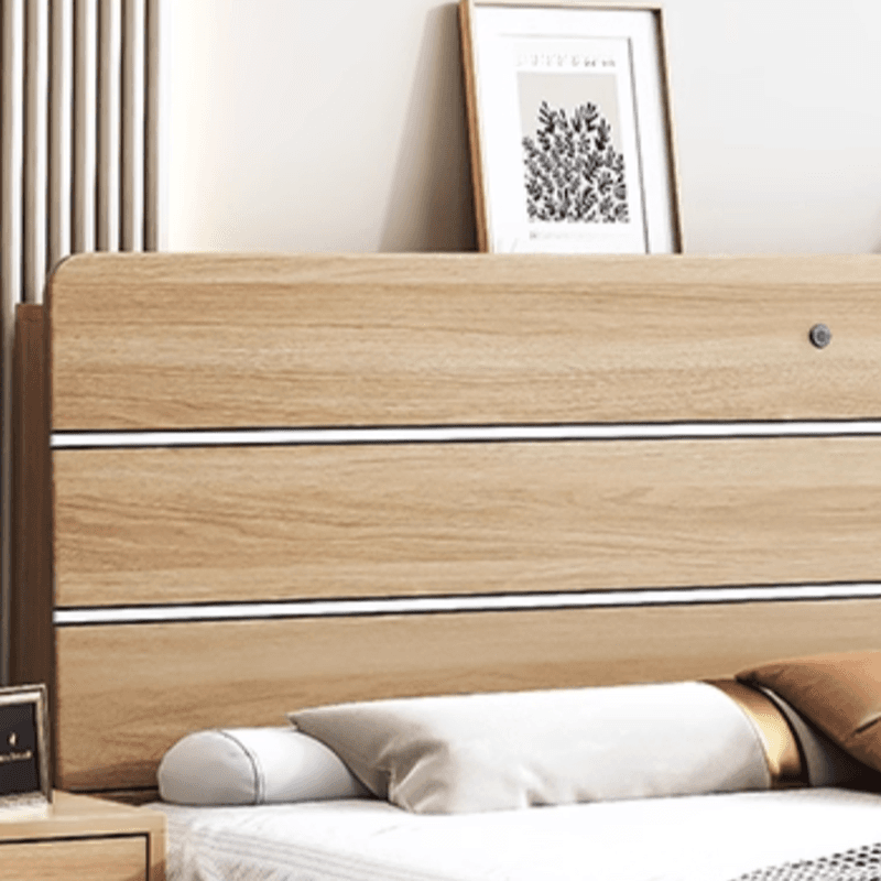 Simplistic Panel Headboard with No Distressing, Shelves, and Illumination Light for Queen/Full/Twin XL Bed in Rectangular Shape, Standard Height - image 5