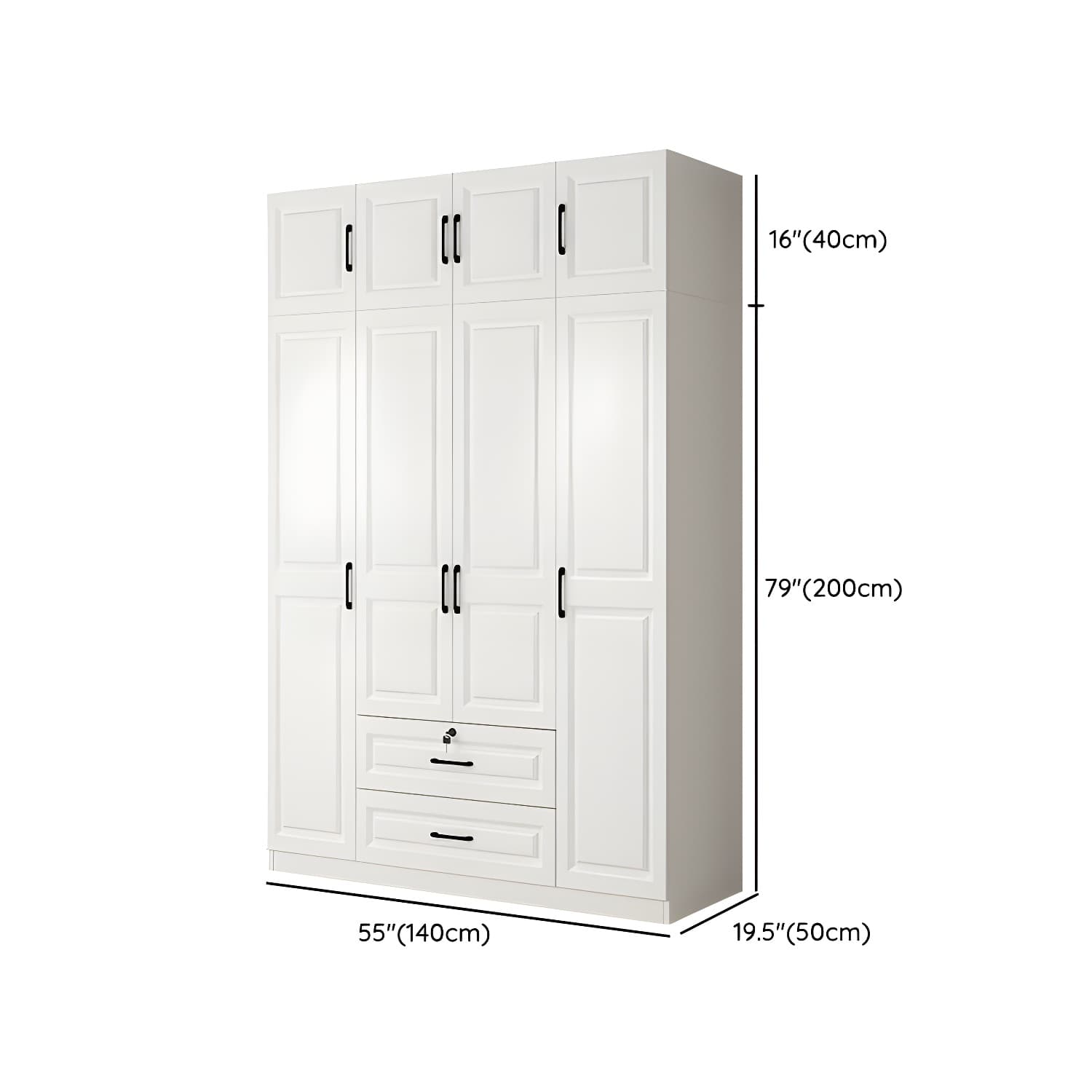 Wood White Modern Wardrobe Armoire with Drawers, Shelves, and Clothing Rod - image 21