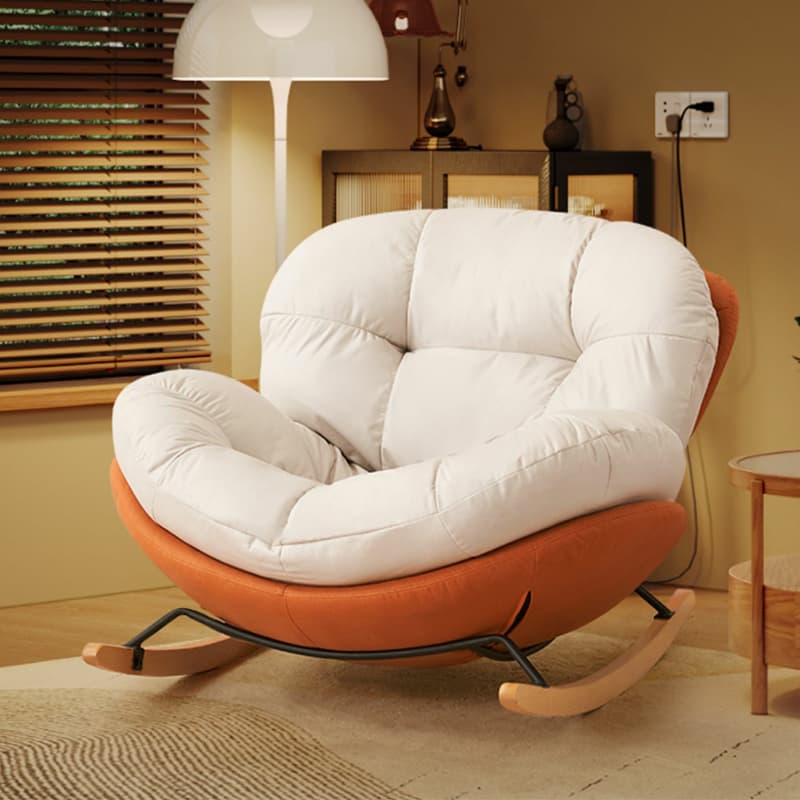 Chic Upholstered Small Rocking Chair in Natural Wood with Tufted Back and Stylish Modern Design - image 7