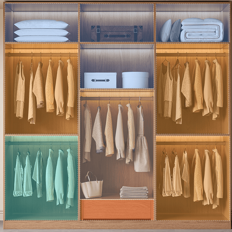 Cocoa Art Deco Self-supporting Cabinet Armoire with Soft Close Drawer, Interior Shelves, and Hanging Rod - image 3