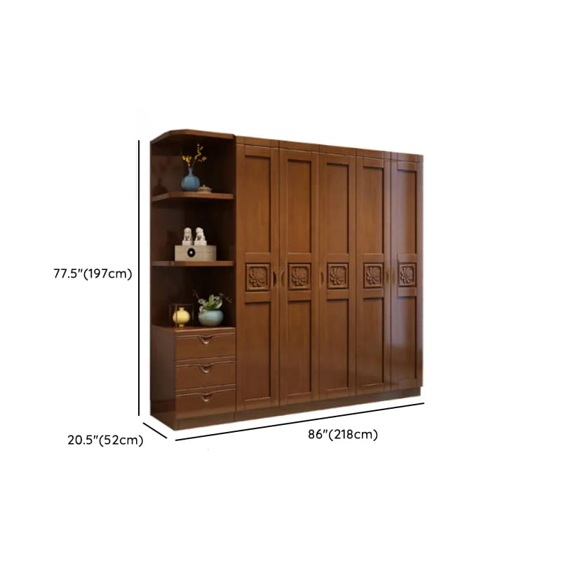Vintage Sepia Lumber Wardrobe with Soft Close Drawer, Soft Close Door, Interior Shelves, and Hanging Rod - image 13