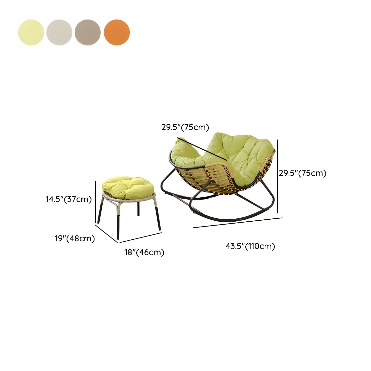 Modern Metal Upholstered Rocking Chair with Removable Back Cushion - Perfect Addition to Your Porch - image 15