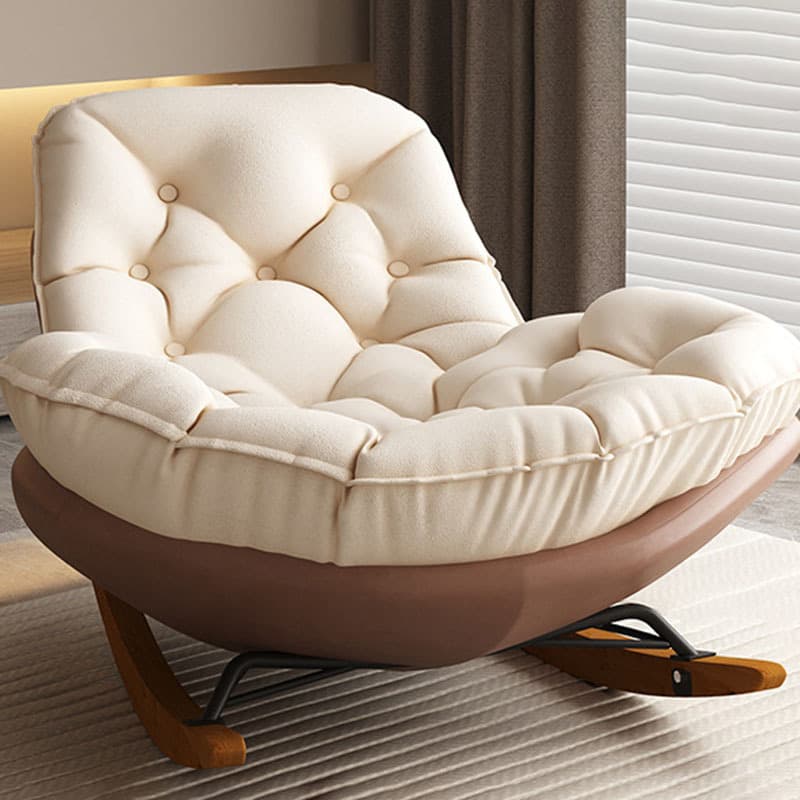 Cotton Upholstered Indoor Rocking Chair with Solid Wood Legs, Compact Design for Small Spaces - image 18