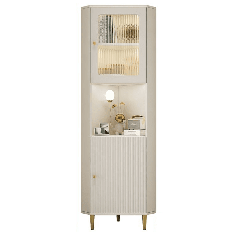 Grey/Beige Engineered Wood Utility Cabinet with Illuminating in a Modern Style