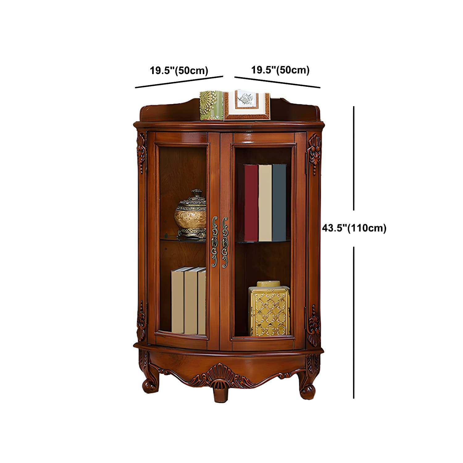 Mid-century Modern Brown Corner Cabinet, Wooden Accent Cabinet with Shelves - image 19