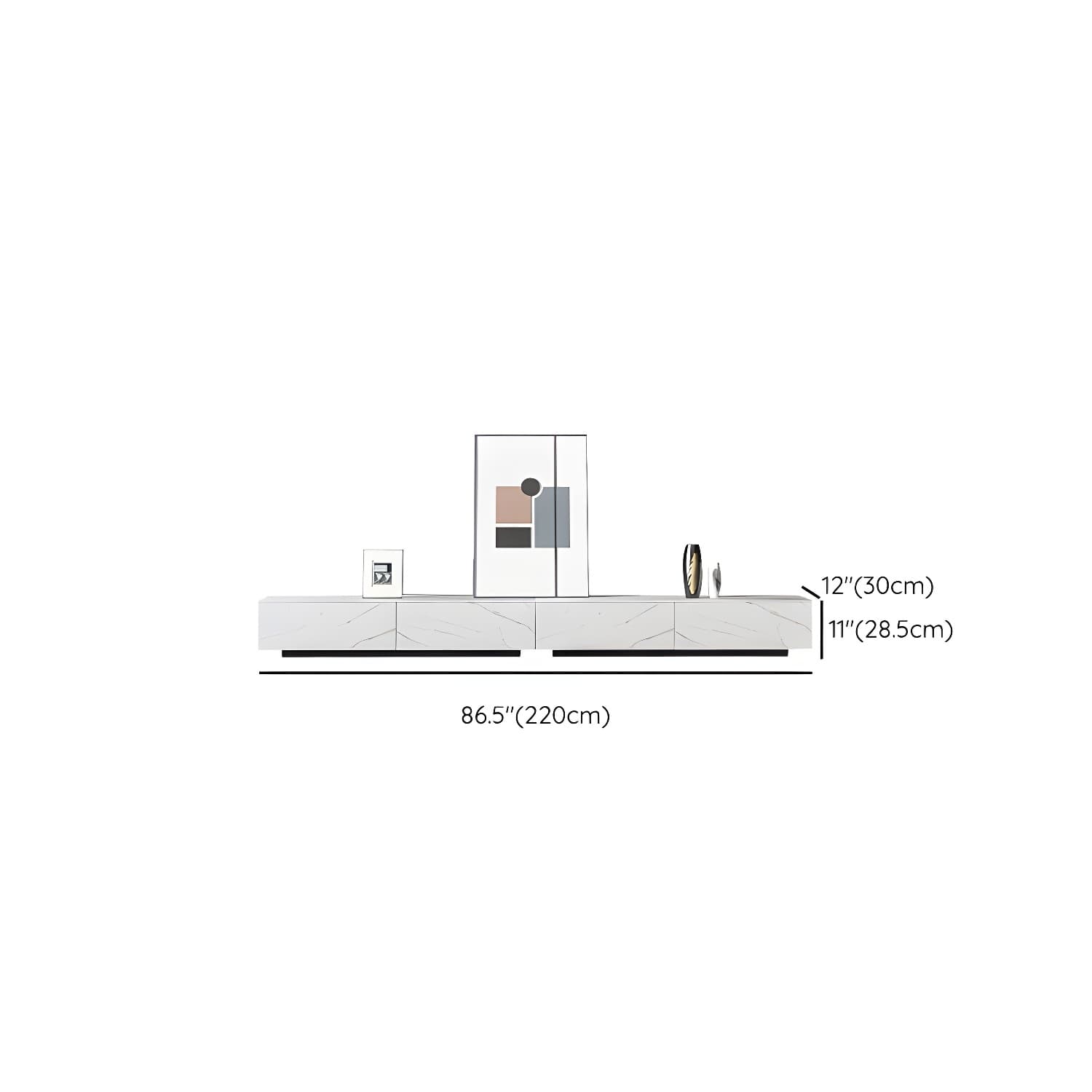 Contemporary 11.02"H TV Media Console Stand in White with Drawers - image 11