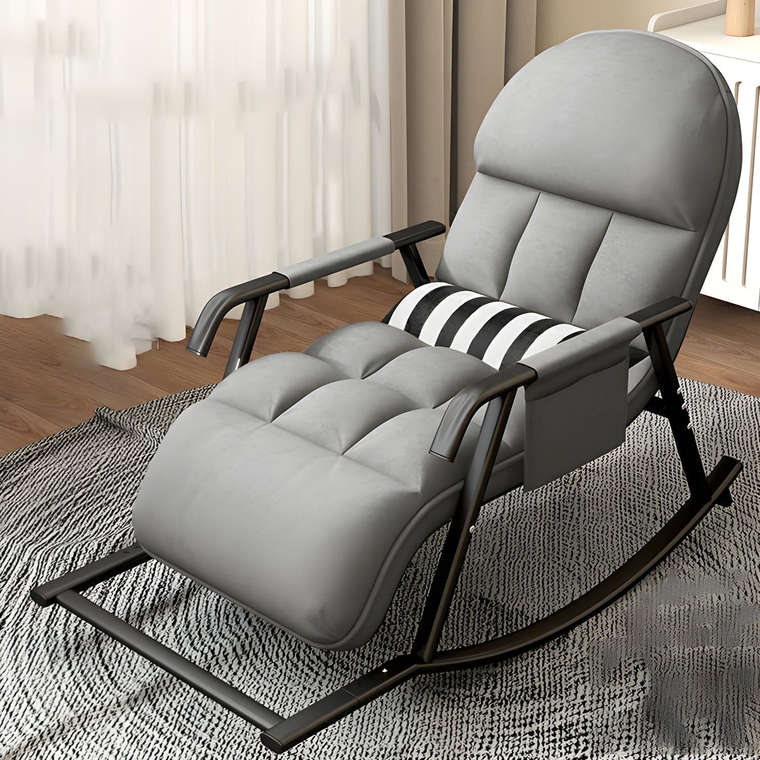 Elegant Modern Upholstered Rocking Chair - Stylish Home Decor with Fun Freshness - image 3