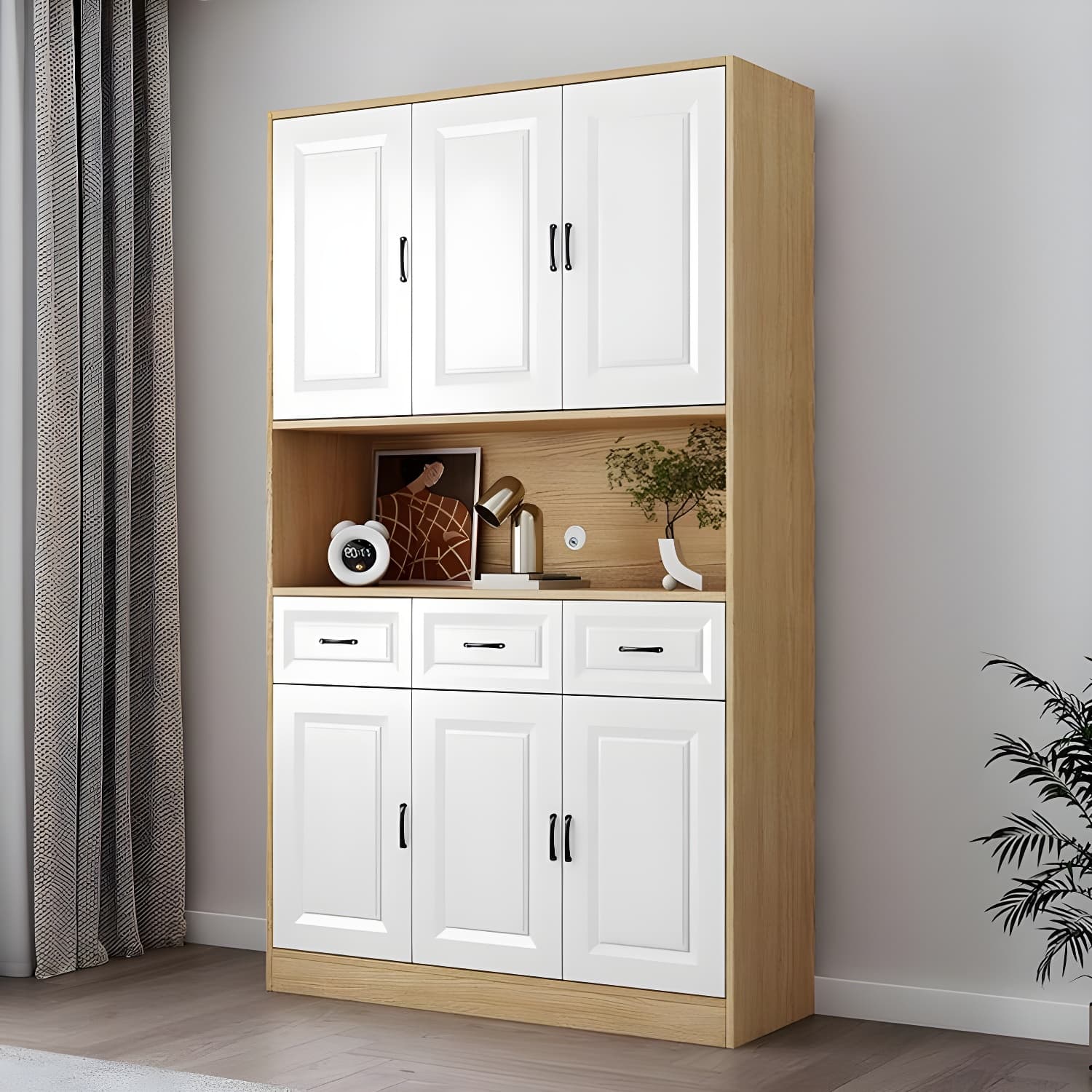 Wood Contemporary Storage Cabinet Buffet Sideboard with Drawers for Home Use - image 4