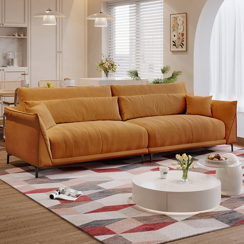 Drawing Room Standard Sofa in Pu Leather/Flannel with Blush/Mocha/Amber Color and Armrest - image 6