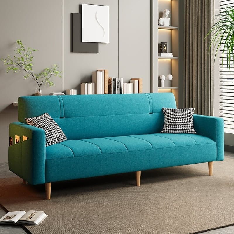 Trendy Solid Color Convertible Sofa in Light Gray/Butter Color/Coffee with Arm, 4-seater/Seats 3/2 People, Receptacle Storage, and 2 Pillows - image 7