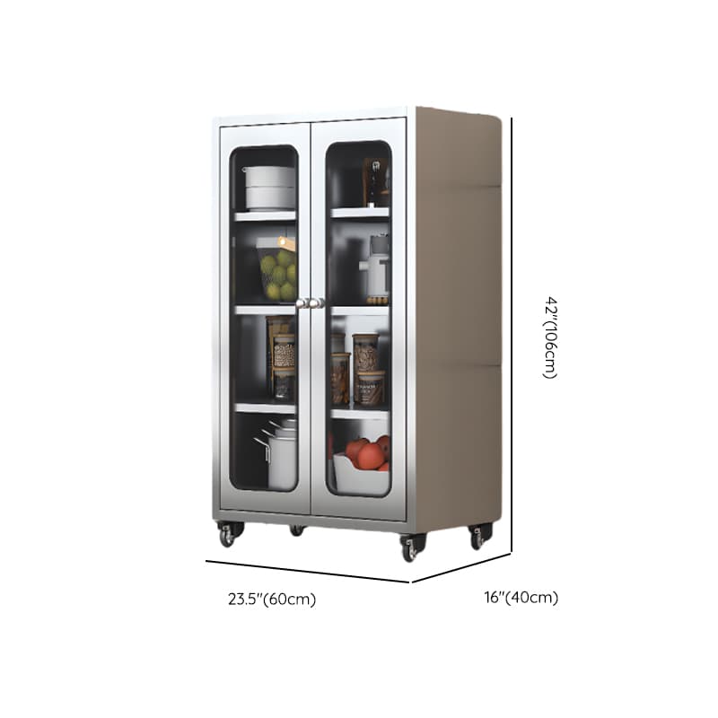 Metallic Sideboard on Roller Wheels with Stainless Steel Countertop - image 20