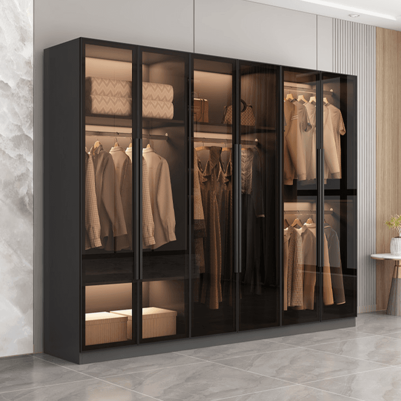 Ink-Colored Manufactured Wood Detached Wardrobe Closet with Soft Close Drawer, Door, Interior Shelves, and Clothing Rod - image 4