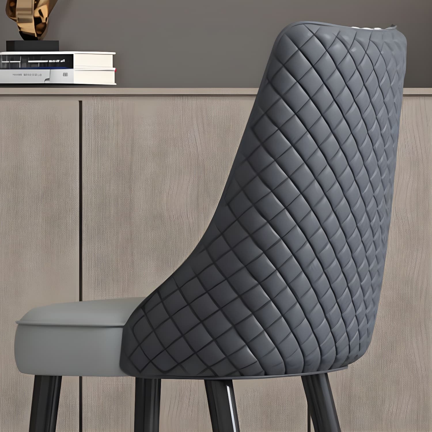Industrial Style Dining Chairs Faux Leather Kitchen Chairs with Wood Legs - image 21