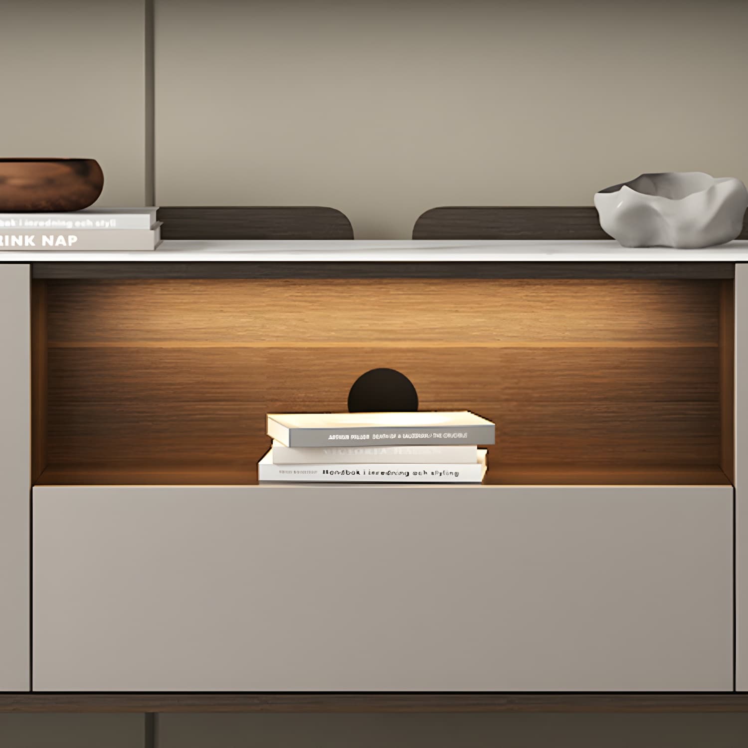 Stone Media Console TV Stand Modern TV Stand Console with Drawer - image 9