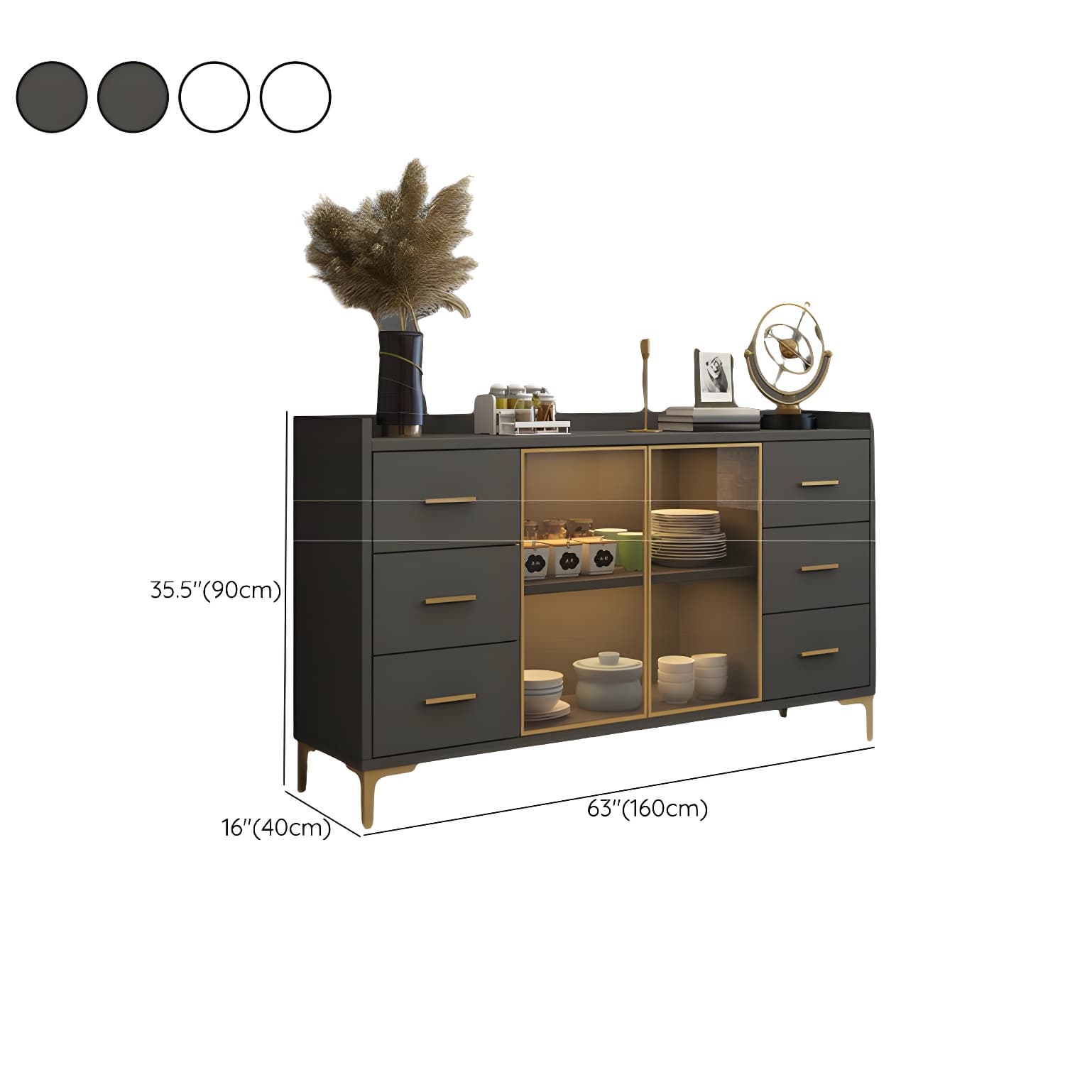 Glam Wood Sideboard with Glass Doors, Lighting Included, and Adjustable Shelves - image 14