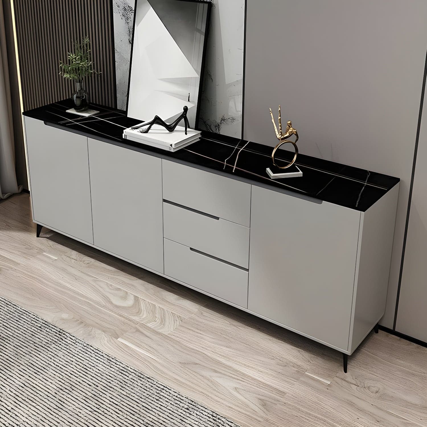 Modern Wood Sideboard with 3 Drawers and 3 Doors - Overall Dimensions 40cm W x 85cm H - image 3