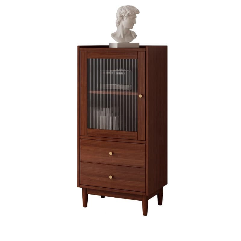 Scandinavian Solid Wood Accent Cabinet with Glass Door, 1 Cabinet and 2 Drawers for Living Room - image 3