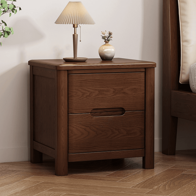 Contemporary Timber Nightstand With Drawer Storage with 2 Drawers/3 Drawers & Leg