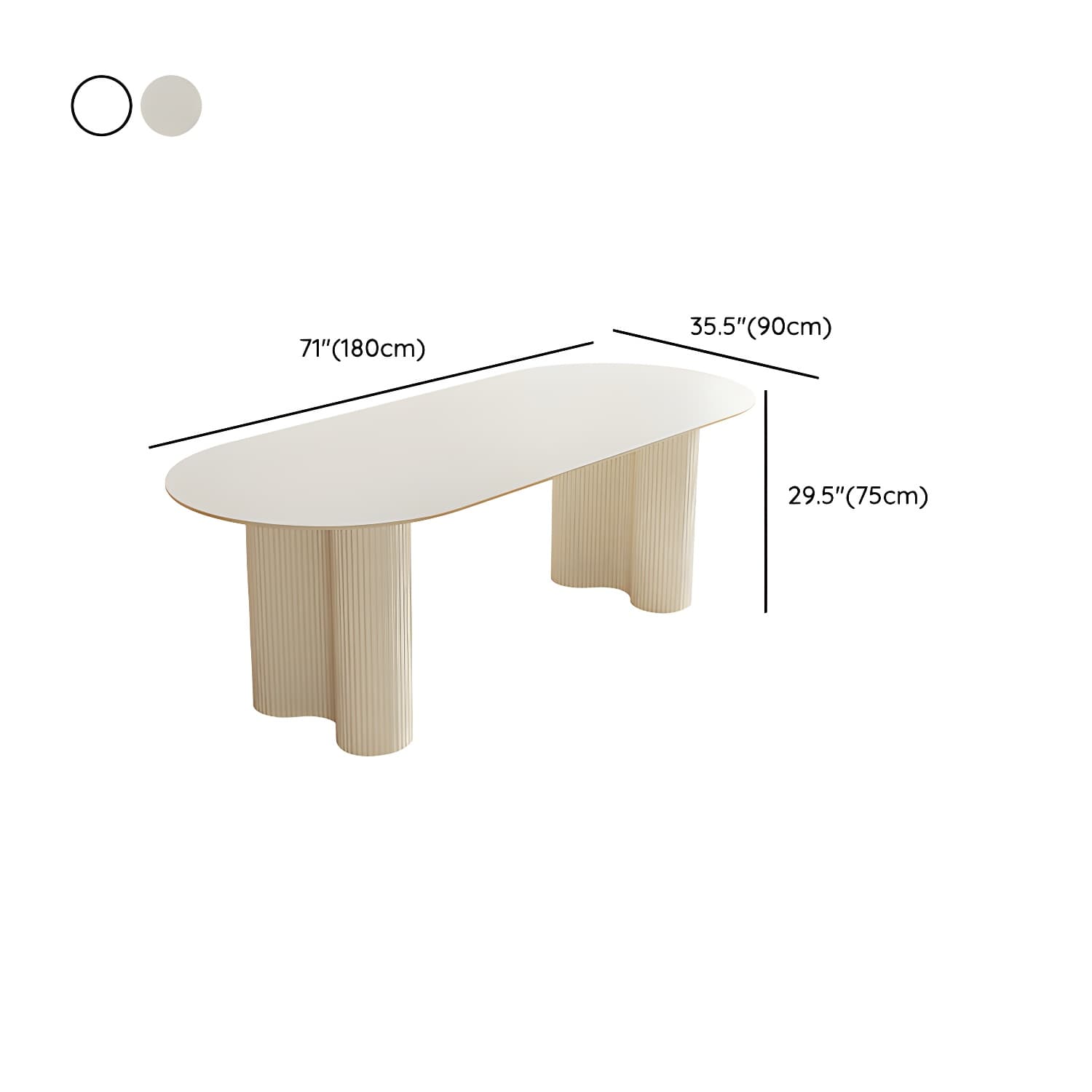 Free Form Stone Kitchen Table with Metal Base for Dining Room, White - image 15