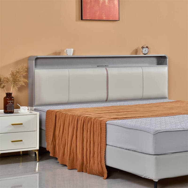 Minimalist Free-standing Standard Full(54"W x 75"L)/Twin(38"W x 75"L) Panel No Distressing with Shelves Included and Illuminating in Lumber - image 5