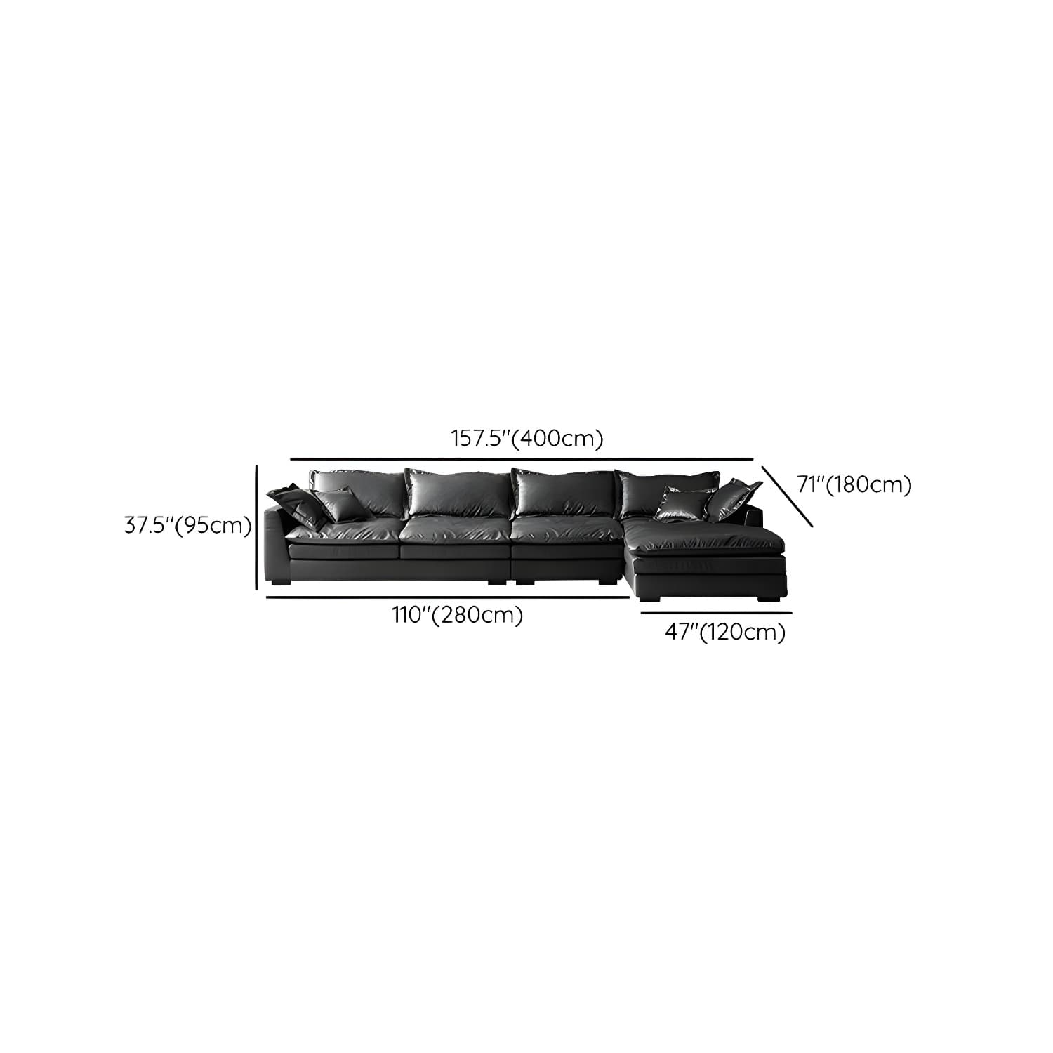 Modern Black Stationary Sectional Sofa with Wood Frame and Tech Cloth Upholstery - image 32