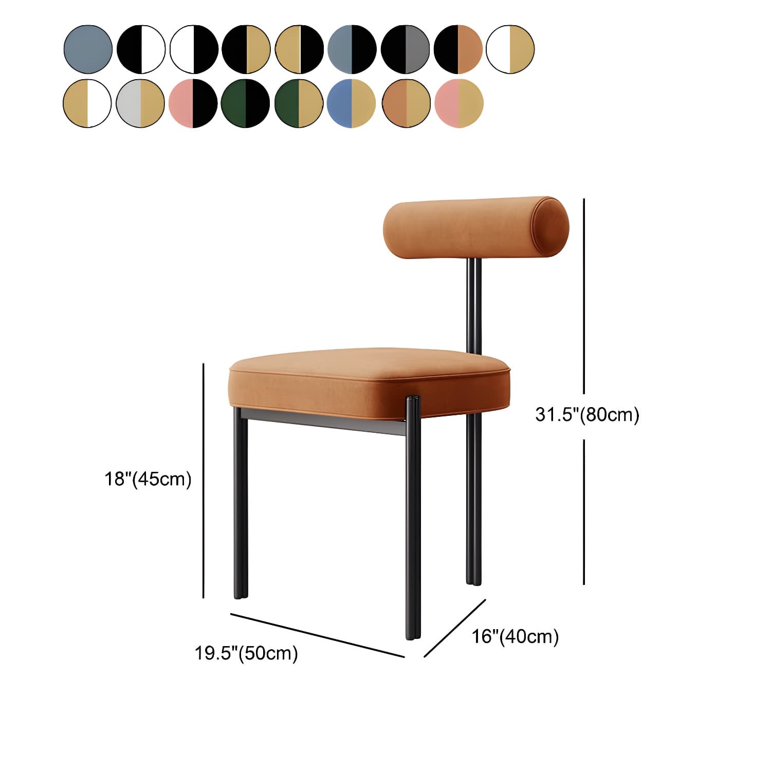 Glam Style Upholstered Dining Chair Open Back Dining Side Chair for Indoor - image 23