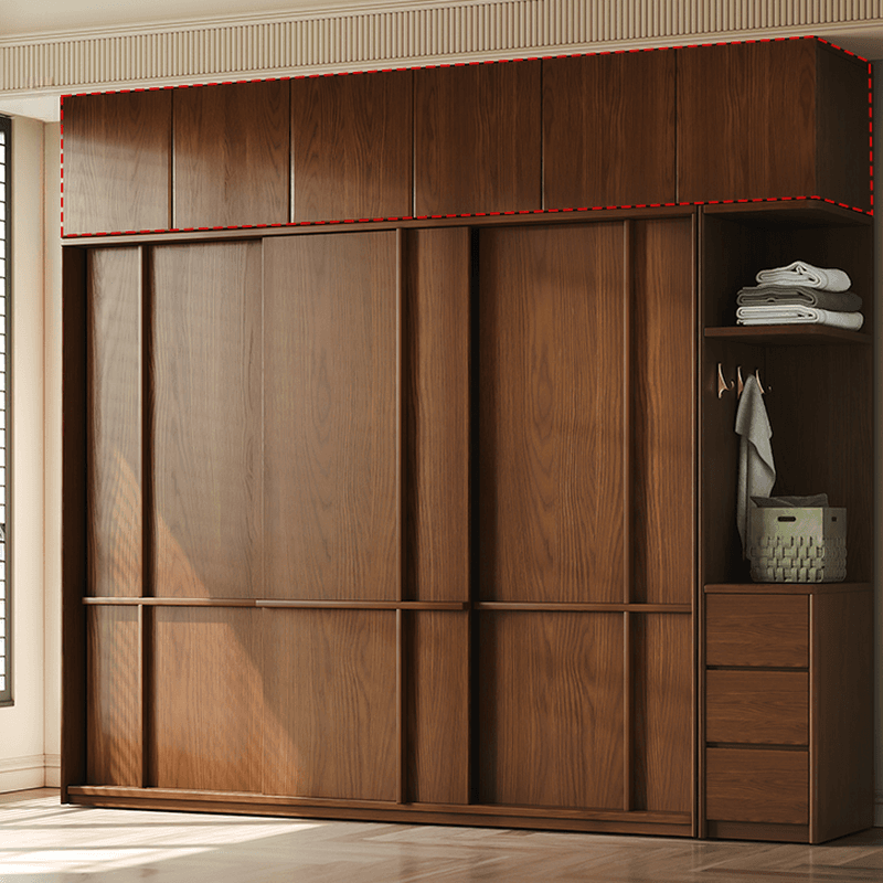 Stylish Coffee Modern Lumber Standalone Armoire Cabinet with Soft Close Drawers and Doors, Interior Shelves