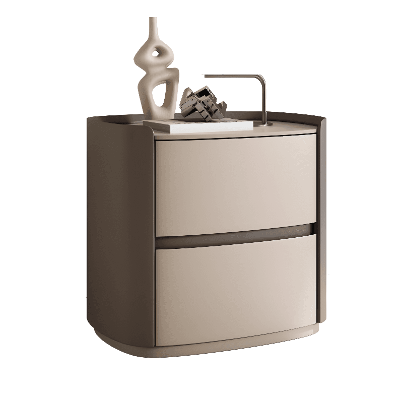 Art Deco Drawer Storage Nightstand with 2 Drawers and Artificial Leather Countertop - image 14