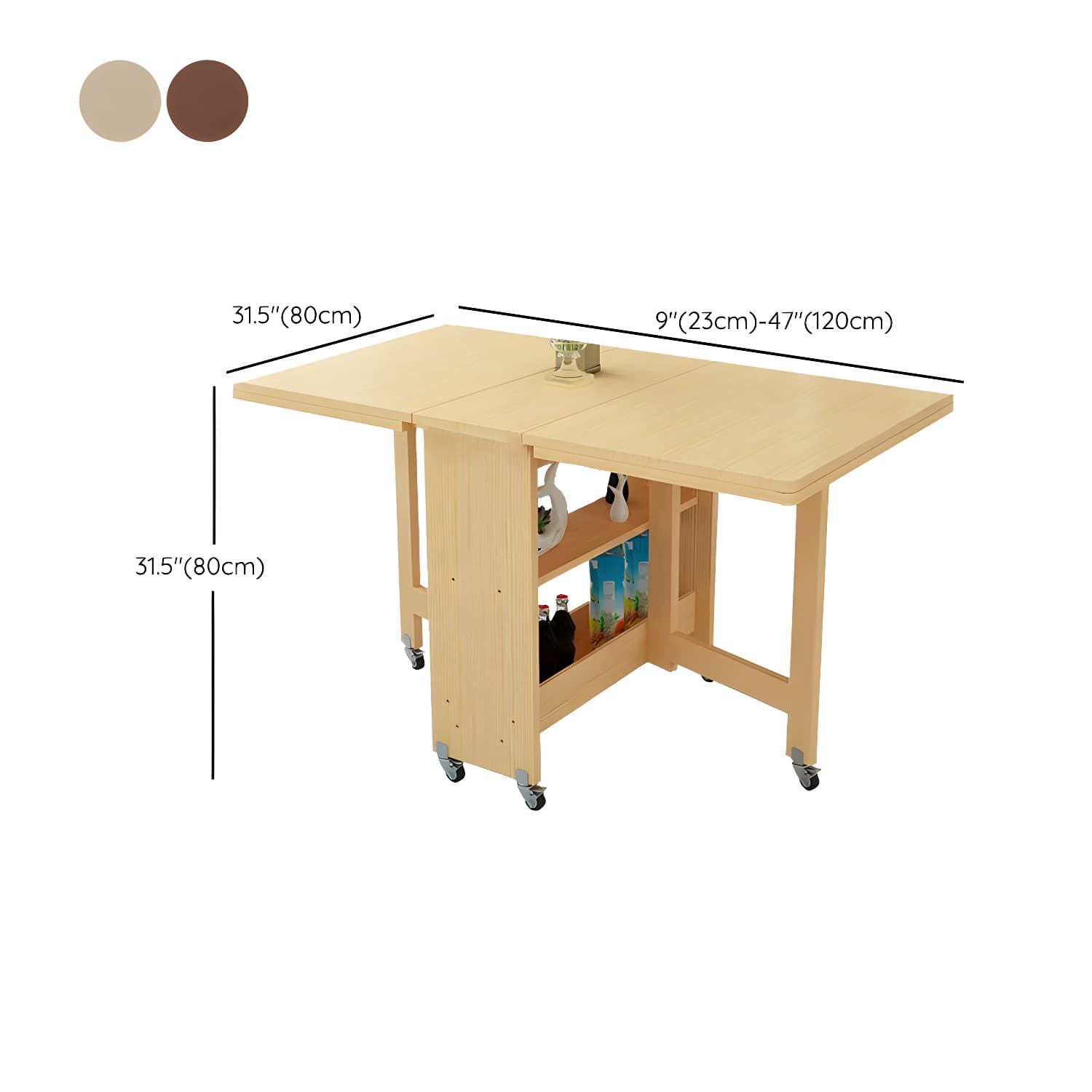Modern Rectangular Wood Dining Table with Pedestal Base, Seats 4, Drop Leaf Design - image 15