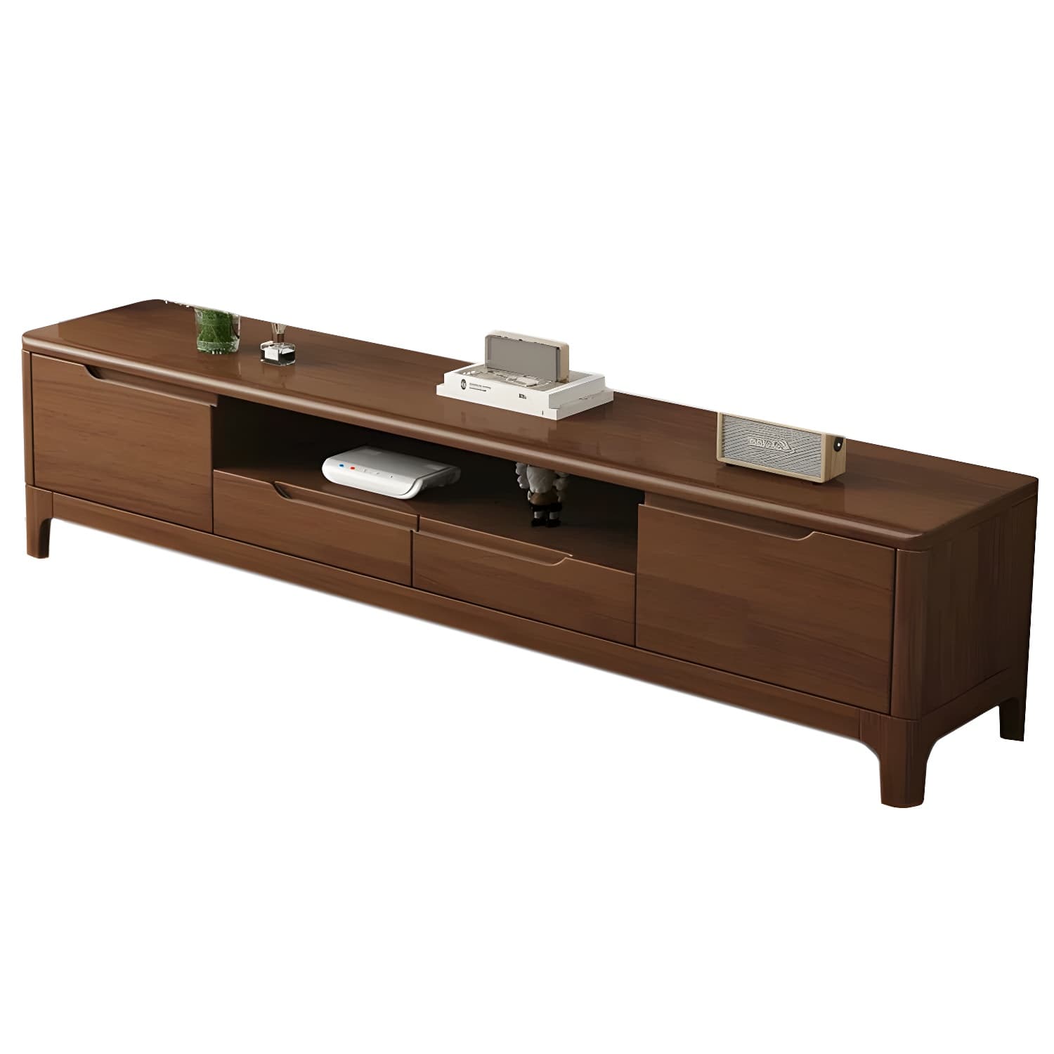 Scandinavian Low Profile 40cm Wide Wood TV Stand with Two Drawers and Cabinet No Assembly Required - image 9