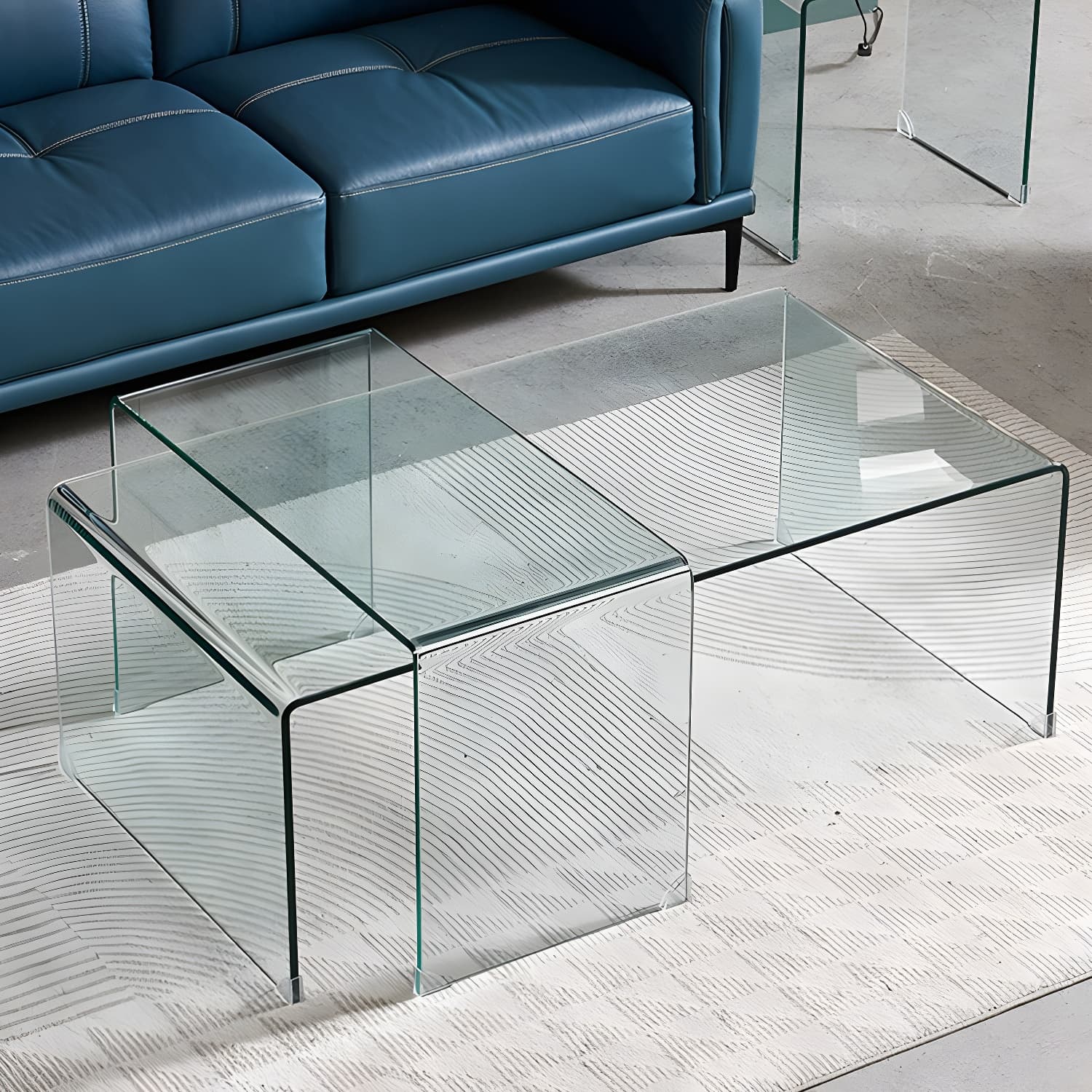 Rectangular Glass Modern Coffee Table with Transparent Base for Home - image 5